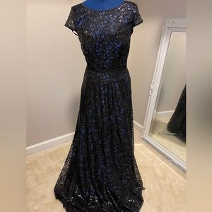 Karl Lagerfeld black and blue sequin gown dress
